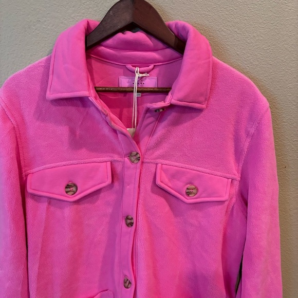 NWT Blank NYC Pink Fleece Shacket, Large, Winter Comfy Barbiecore Throw On - Picture 7 of 12